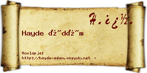 Hayde Ádám névjegykártya